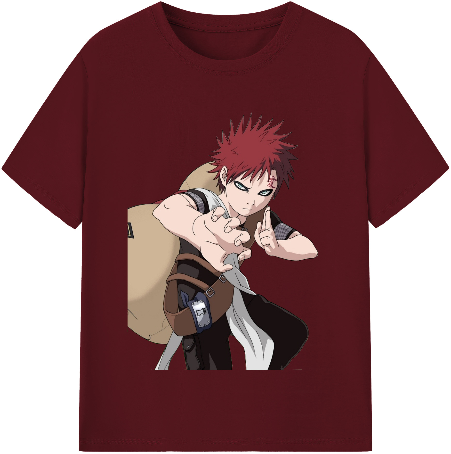 （画像用） NARUTO -ナルト- ガアラ Gaara 綿100％半袖Tシャツ（フロントプリント）
